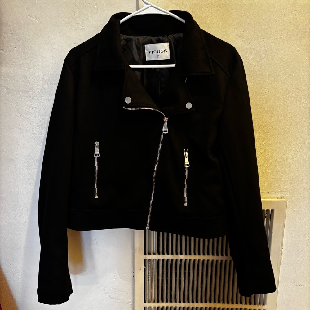 Vigoss Black Moto Jacket Asymmetrical Zipper